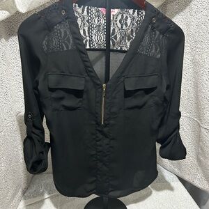 Black Lace Accent Women's Top